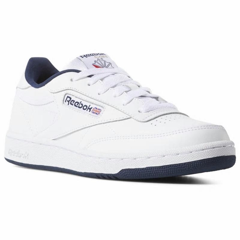 Reebok Club C Tenisky Chlapcenske - Biele/Námornícka Modrá UL3659MK